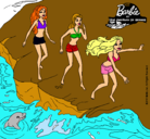 Dibujo Barbie y sus amigas en la playa pintado por valeria10