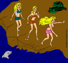 Dibujo Barbie y sus amigas en la playa pintado por ashlegggg