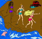 Dibujo Barbie y sus amigas en la playa pintado por lauritabonita