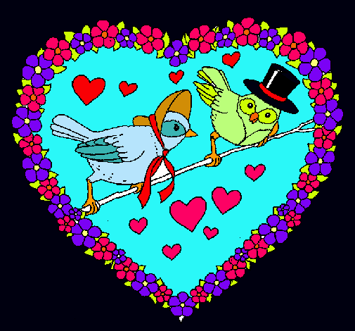 Dibujo Corazón con pájaros pintado por alexa-