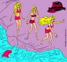 Dibujo Barbie y sus amigas en la playa pintado por YOLANDABE