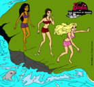 Dibujo Barbie y sus amigas en la playa pintado por nataly1