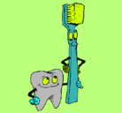 Dibujo Muela y cepillo de dientes pintado por sheyla