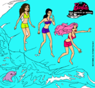 Dibujo Barbie y sus amigas en la playa pintado por xime