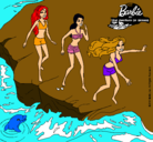 Dibujo Barbie y sus amigas en la playa pintado por kayri