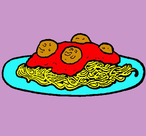 Dibujo Espaguetis con carne pintado por campanilla