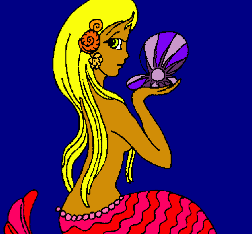 Dibujo Sirena y perla pintado por chicanike