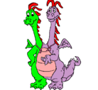 Dibujo Dragón con 2 cabezas pintado por valerita