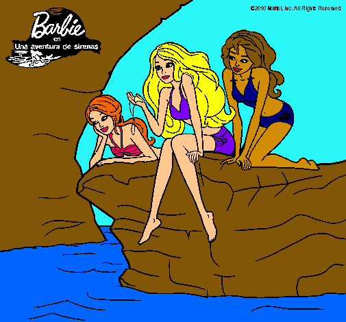 Dibujo Barbie y sus amigas sentadas pintado por solcito9