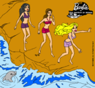 Dibujo Barbie y sus amigas en la playa pintado por andrea_xula