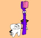 Dibujo Muela y cepillo de dientes pintado por bsdffefd
