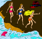 Dibujo Barbie y sus amigas en la playa pintado por rosi