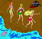 Dibujo Barbie y sus amigas en la playa pintado por NATI86