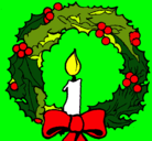 Dibujo Corona de navidad y una vela pintado por jovi