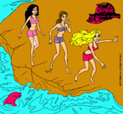Dibujo Barbie y sus amigas en la playa pintado por julkanis