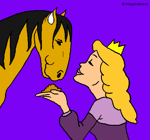 Dibujo Princesa y caballo pintado por Stevie