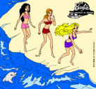 Dibujo Barbie y sus amigas en la playa pintado por carina