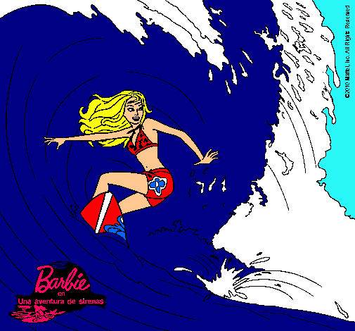 Dibujo Barbie practicando surf pintado por maxcarmen5