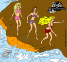Dibujo Barbie y sus amigas en la playa pintado por kazerin