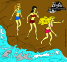 Dibujo Barbie y sus amigas en la playa pintado por barbi