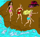 Dibujo Barbie y sus amigas en la playa pintado por Ari183