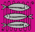 Dibujo Pescado a la brasa pintado por sardinas