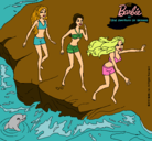 Dibujo Barbie y sus amigas en la playa pintado por cory