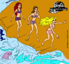 Dibujo Barbie y sus amigas en la playa pintado por martuti