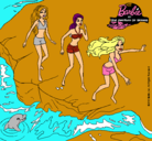 Dibujo Barbie y sus amigas en la playa pintado por berta