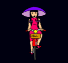 Dibujo China en bicicleta pintado por vaness