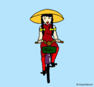 Dibujo China en bicicleta pintado por evamaria