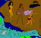 Dibujo Barbie y sus amigas en la playa pintado por cecilita