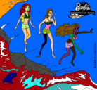 Dibujo Barbie y sus amigas en la playa pintado por bonitobonito