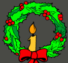 Dibujo Corona de navidad y una vela pintado por monica