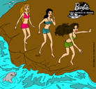 Dibujo Barbie y sus amigas en la playa pintado por CANDELA-CANTERO
