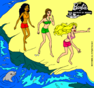 Dibujo Barbie y sus amigas en la playa pintado por NAYARA