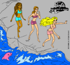 Dibujo Barbie y sus amigas en la playa pintado por sarika