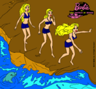 Dibujo Barbie y sus amigas en la playa pintado por duni