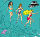 Dibujo Barbie y sus amigas en la playa pintado por adeja