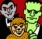 Dibujo Personajes Halloween pintado por miedo