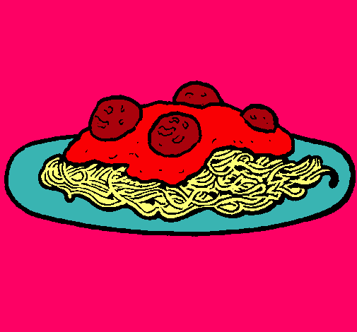 Dibujo Espaguetis con carne pintado por draculaura