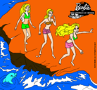 Dibujo Barbie y sus amigas en la playa pintado por DEIVIS