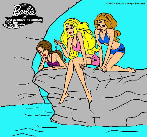 Dibujo Barbie y sus amigas sentadas pintado por IsabelMaria