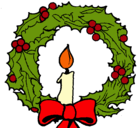 Dibujo Corona de navidad y una vela pintado por myri