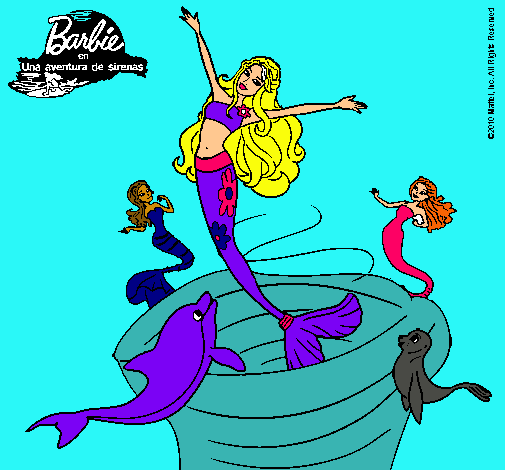 Dibujo Barbie sirena contenta pintado por solcito9