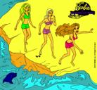 Dibujo Barbie y sus amigas en la playa pintado por gise