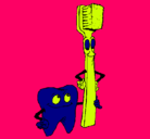 Dibujo Muela y cepillo de dientes pintado por apmt