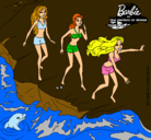 Dibujo Barbie y sus amigas en la playa pintado por michadi