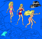 Dibujo Barbie y sus amigas en la playa pintado por 788peu9er