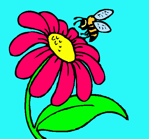 Dibujo Margarita con abeja pintado por rochistar